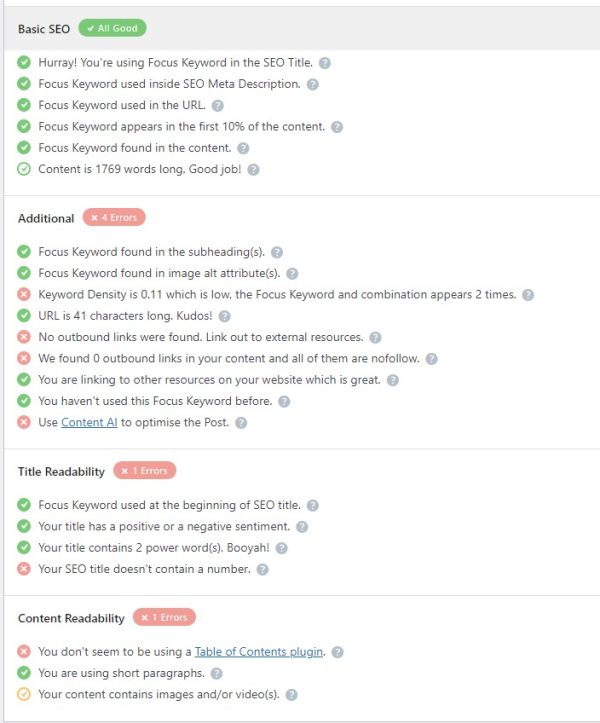 rank math seo scores