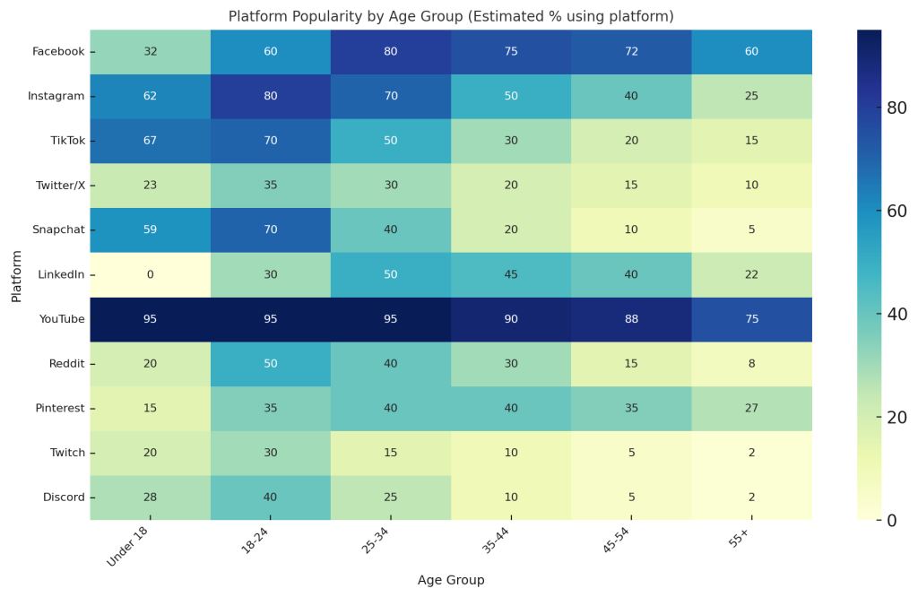 Social Media Targeting Graph by Age Social Media Targeting Graph by Age