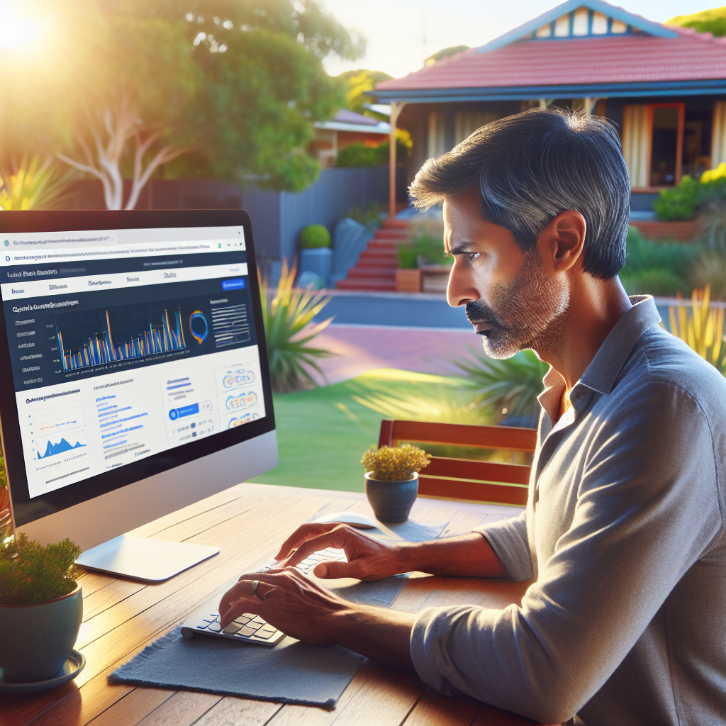 Business owner analyzing local SEO performance