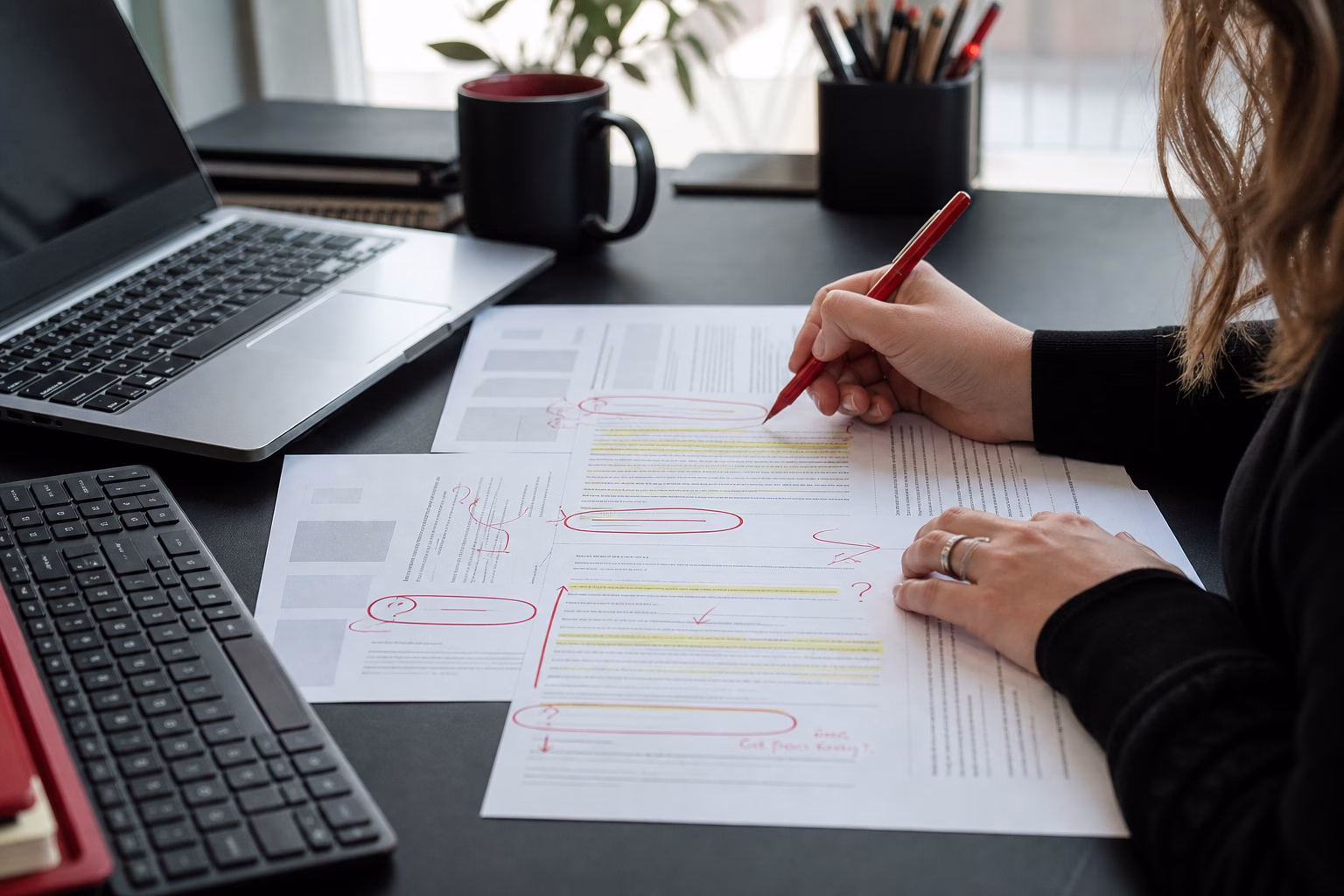 Content editor's workspace optimised for featured snippets