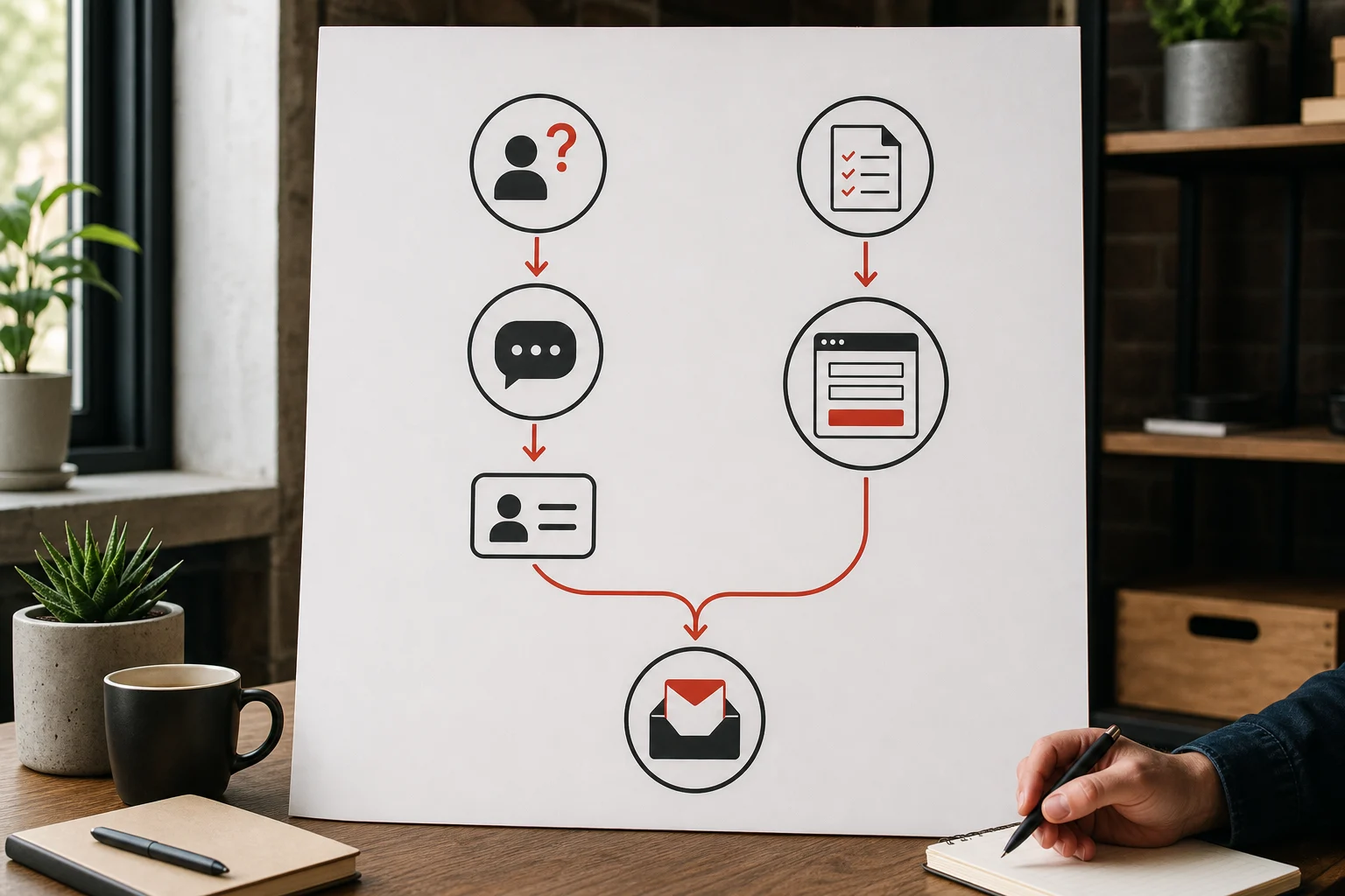 Diagram comparing chatbot and contact form enquiry paths