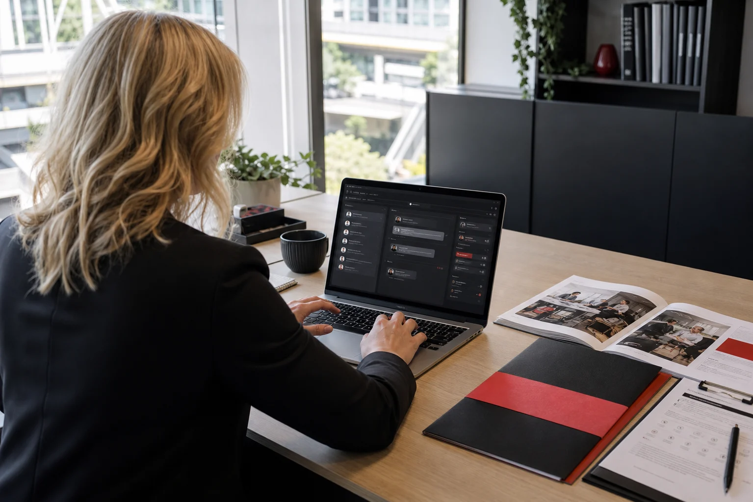 Business owner configures an AI assistant using company reference documents